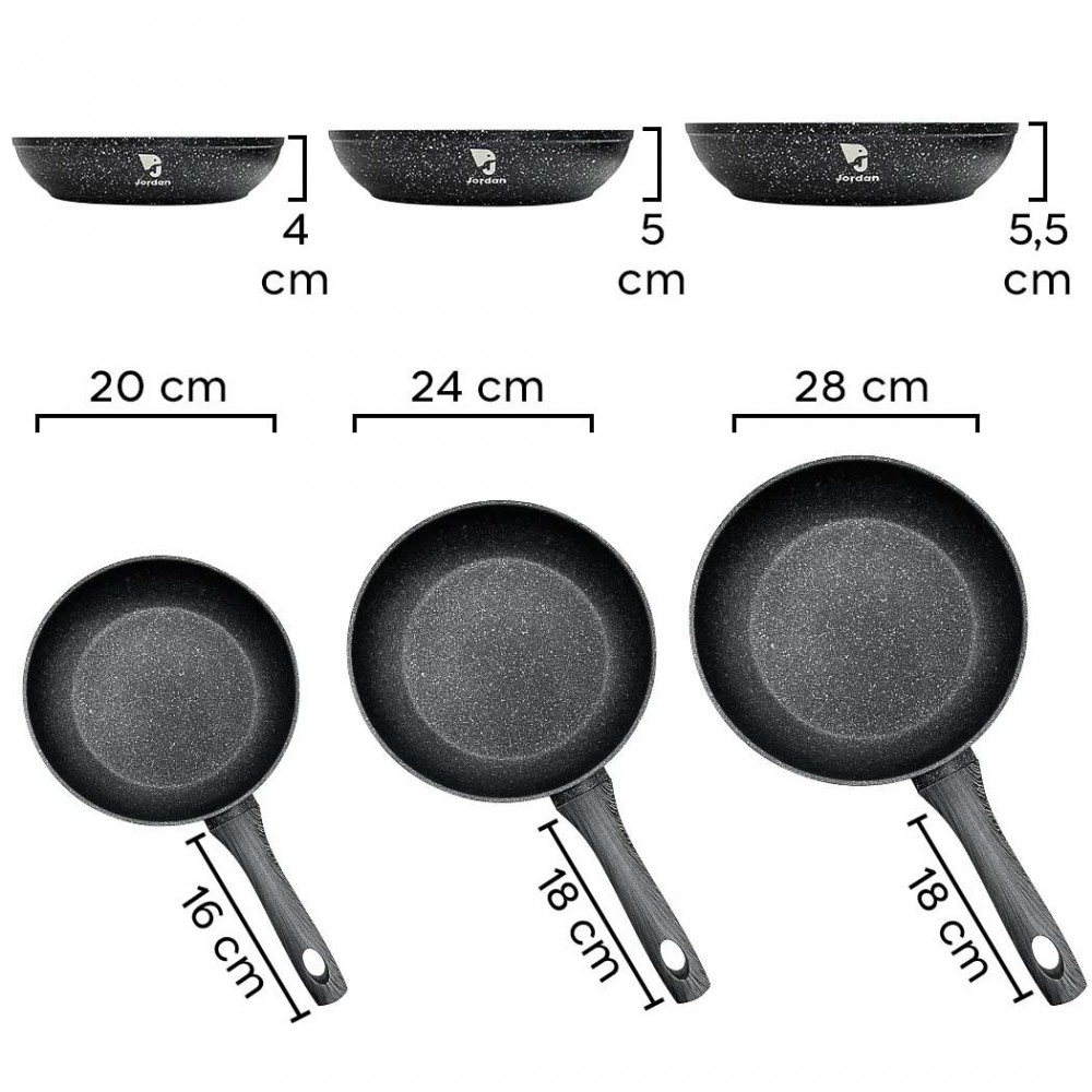 18966 Set 3 sartenes Jordan 20 24 28cm aluminio...