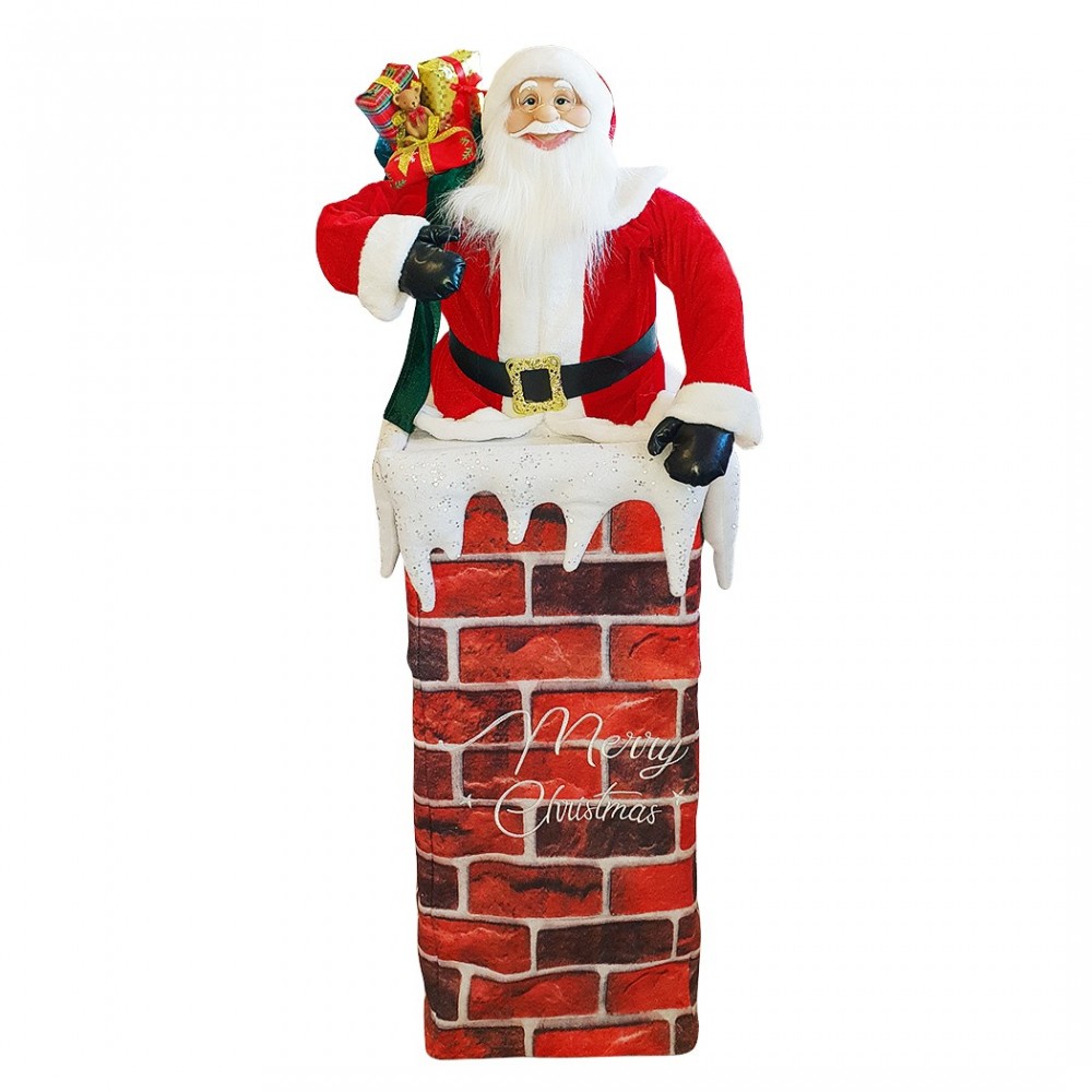 392038 Papá Noel con chimenea ajustable 110 cm con luz Decoración navideña