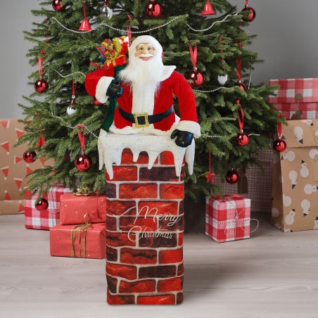 392038 Papá Noel con chimenea ajustable 110 cm con luz Decoración navideña