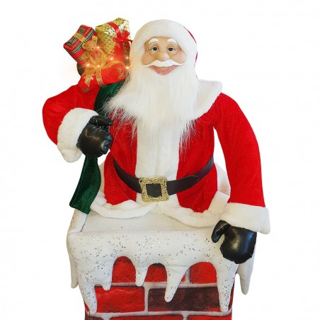 392038 Papá Noel con chimenea ajustable 110 cm con luz Decoración navideña