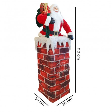 392038 Papá Noel con chimenea ajustable 110 cm con luz Decoración navideña