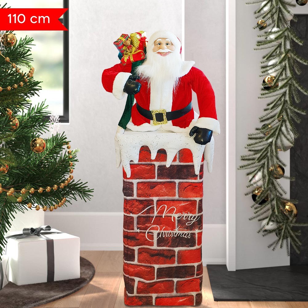 392038 Papá Noel con chimenea ajustable 110 cm...