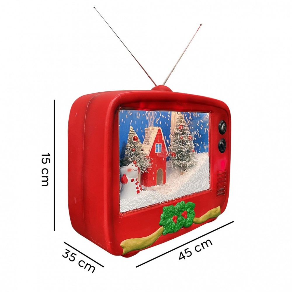 TV navideña con paisaje animado, luz y música...