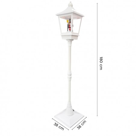 364002 Farola de Navidad Blanca H180 Cm Decoración con música y mini luces