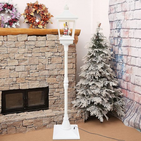 364002 Farola de Navidad Blanca H180 Cm Decoración con música y mini luces
