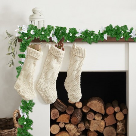 326592 Guirnalda de Navidad en rama de árbol 2 Mt con adornos de acebo y plata