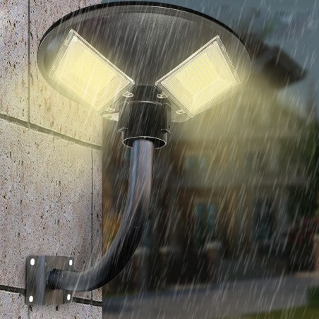 031507 Farola solar 150W con poste de pared curvo y control remoto de 42x12cm