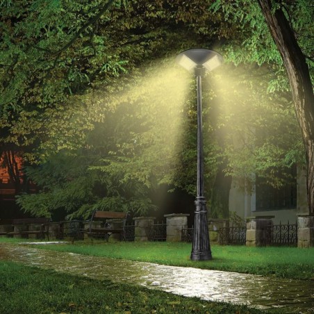 031507 Farola solar 150W con poste de pared curvo y control remoto de 42x12cm