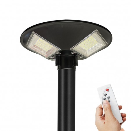 031507 Farola solar 150W con poste de pared curvo y control remoto de 42x12cm