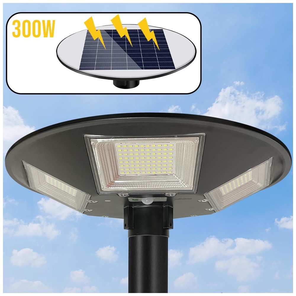 053004 Farola solar 300W con poste de pared...