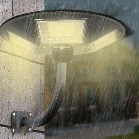 053004 Farola solar 300W con poste de pared curvo y control remoto de 55x13cm