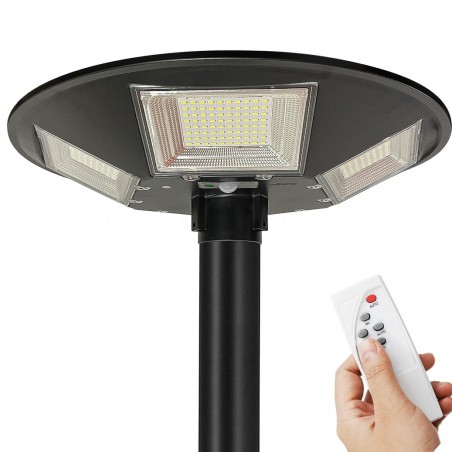 053004 Farola solar 300W con poste de pared curvo y control remoto de 55x13cm