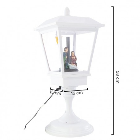 243027 Farola Navidad Blanca Decoración 58H cm Sonidos Luces y Movimiento