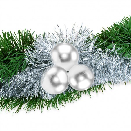 778797 Guirnalda trenzada de Navidad 260cm con campanas y bolas color plata