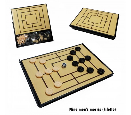 Juego de mesa 5 en 1 (Ajedrez / Damas / Backgammon / 3 en Raya) 