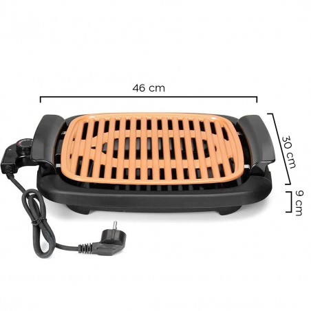 Barbacoa eléctrica antiadherente sin Humo 1200W Colector de Grasa bbq SIN HUMO