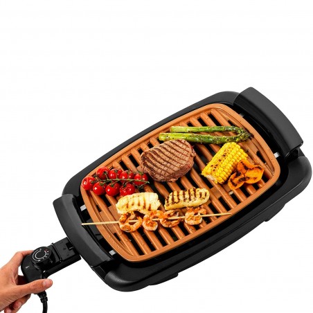 Barbacoa eléctrica antiadherente sin Humo 1200W Colector de Grasa bbq SIN HUMO