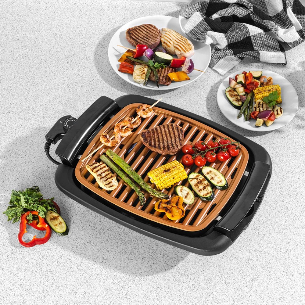 Barbacoa eléctrica antiadherente sin Humo 1200W...