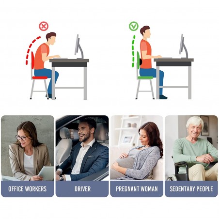 Almohada de apoyo lumbar con memoria ergonómica alivio para la espalda