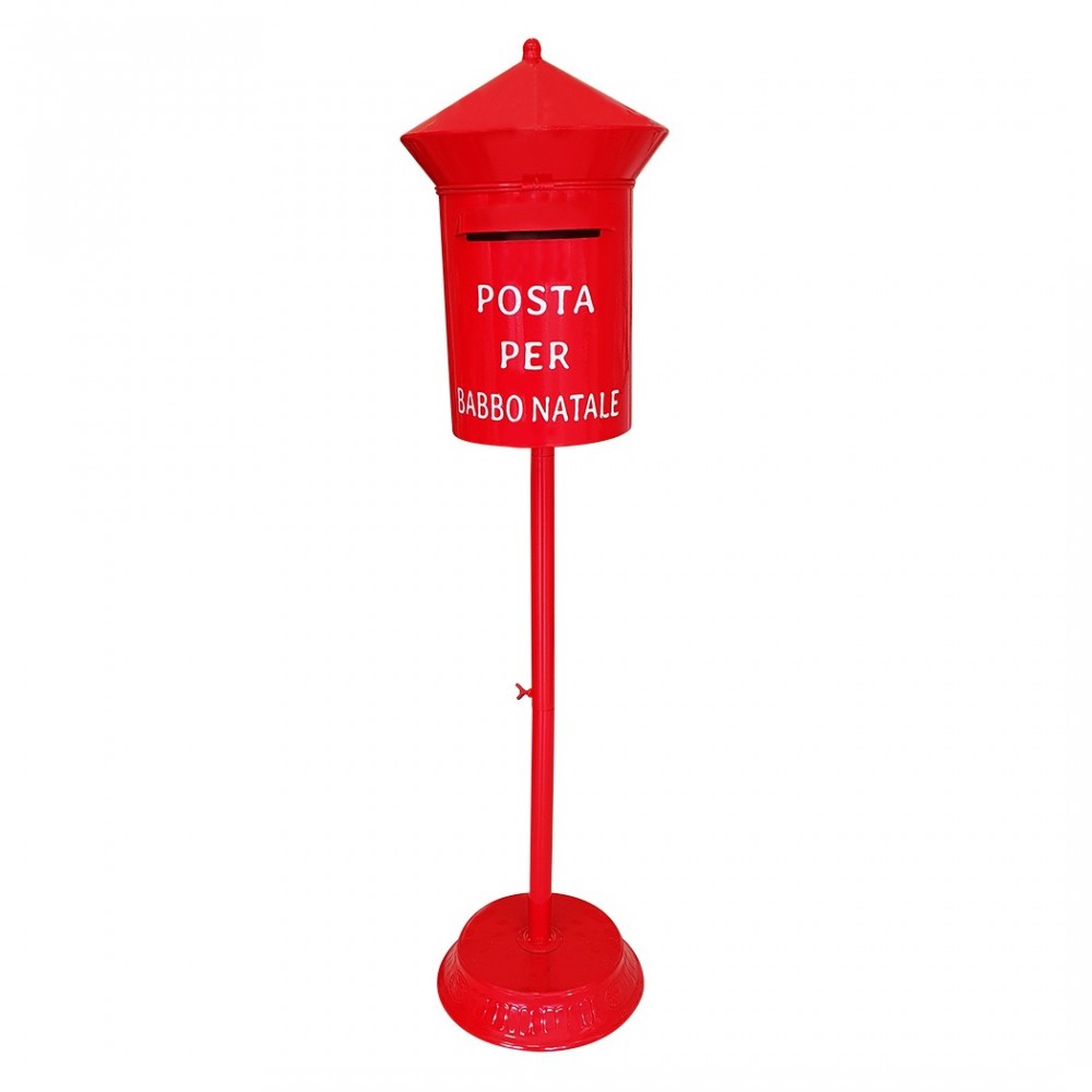 280034 Buzón redondo de Papá Noel 115cm color rojo Decoración navideña