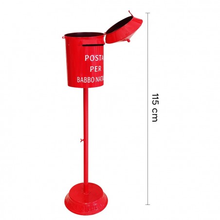 280034 Buzón redondo de Papá Noel 115cm color rojo Decoración navideña