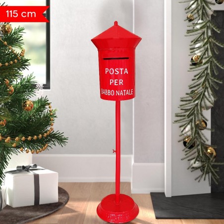 280034 Buzón redondo de Papá Noel 115cm color rojo Decoración navideña