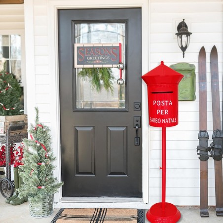 280034 Buzón redondo de Papá Noel 115cm color rojo Decoración navideña