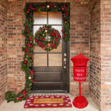 280035 Buzón de Papá Noel Redondo 80cm color Rojo Decoración navideña