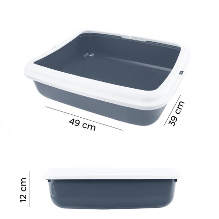 10547 Arenero abierto para gatos BIG 49x39x12Hcm con recogedor y bordes elevados