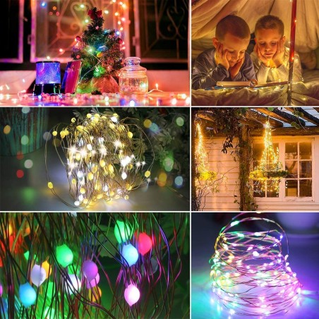 561042C Serie 50 LUCES NAVIDEÑAS de colores forma en gotas de luz a batería