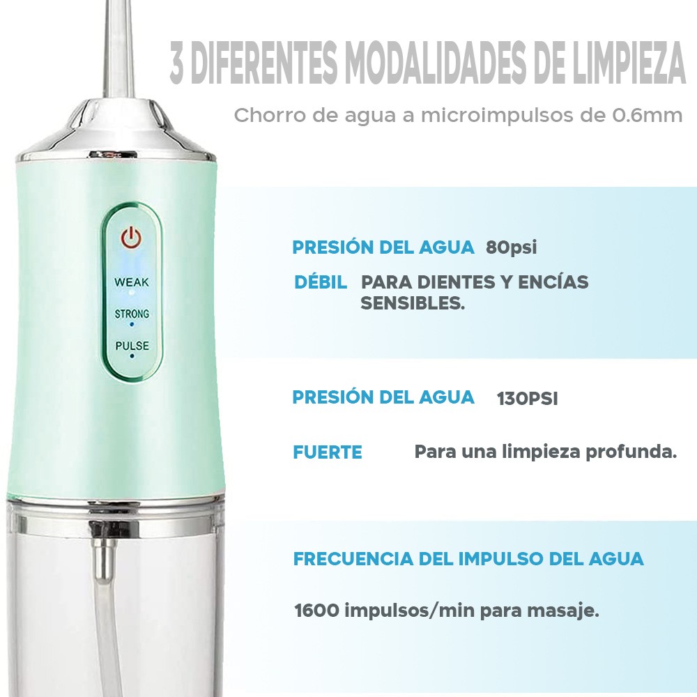 Irrigador dental eléctrico recargable con 3...