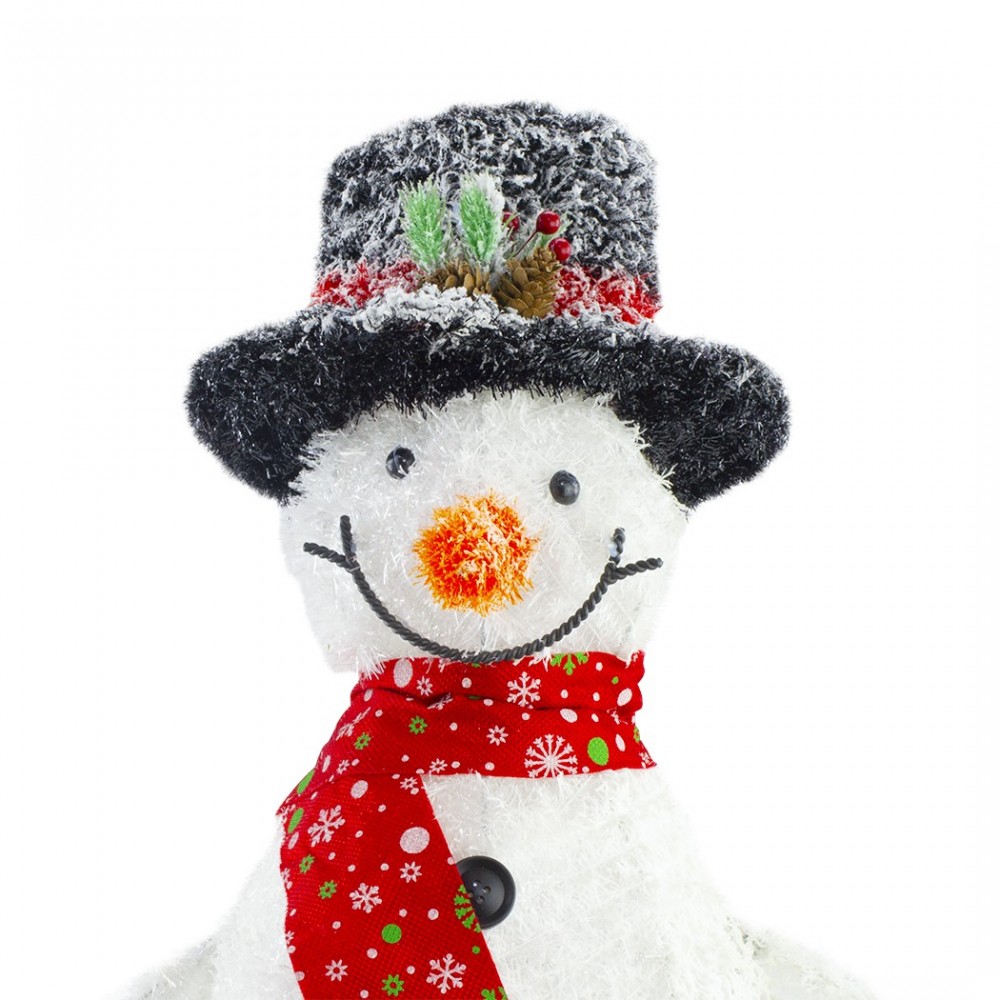 293026 Muñeco de nieve decorativo de 65cm con luces led con bufanda y sombrero