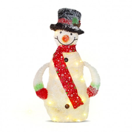 293026 Muñeco de nieve decorativo de 65cm con luces led con bufanda y sombrero