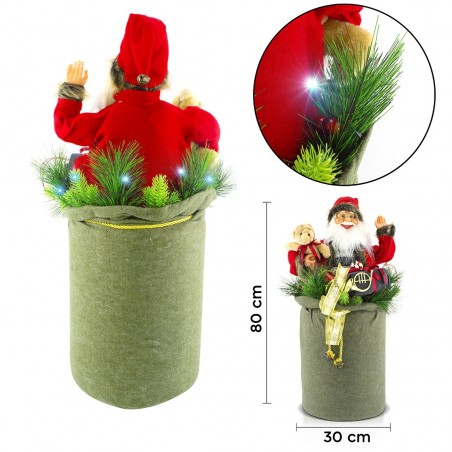 900645 Papá Noel en una bolsa 80cm Decoración con luces, sonidos y movimiento