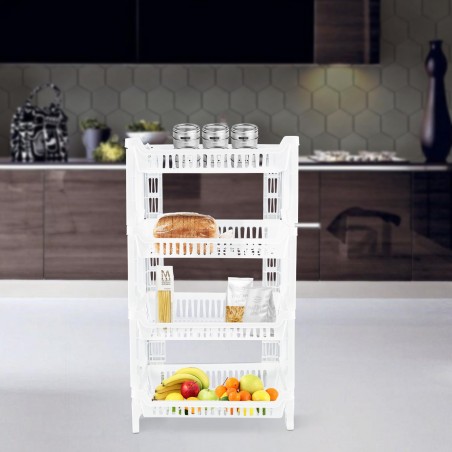 205780 Carrito para frutas con 4 estantes para ahorrar espacio 42x35x75cm