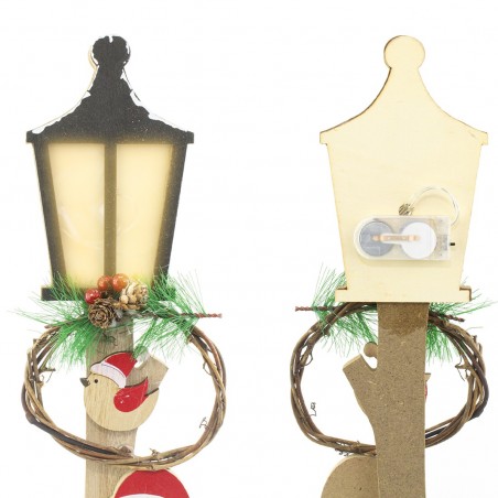 29283 Lámpara de madera con Papá Noel 45cm Decoración navideña con luz LED