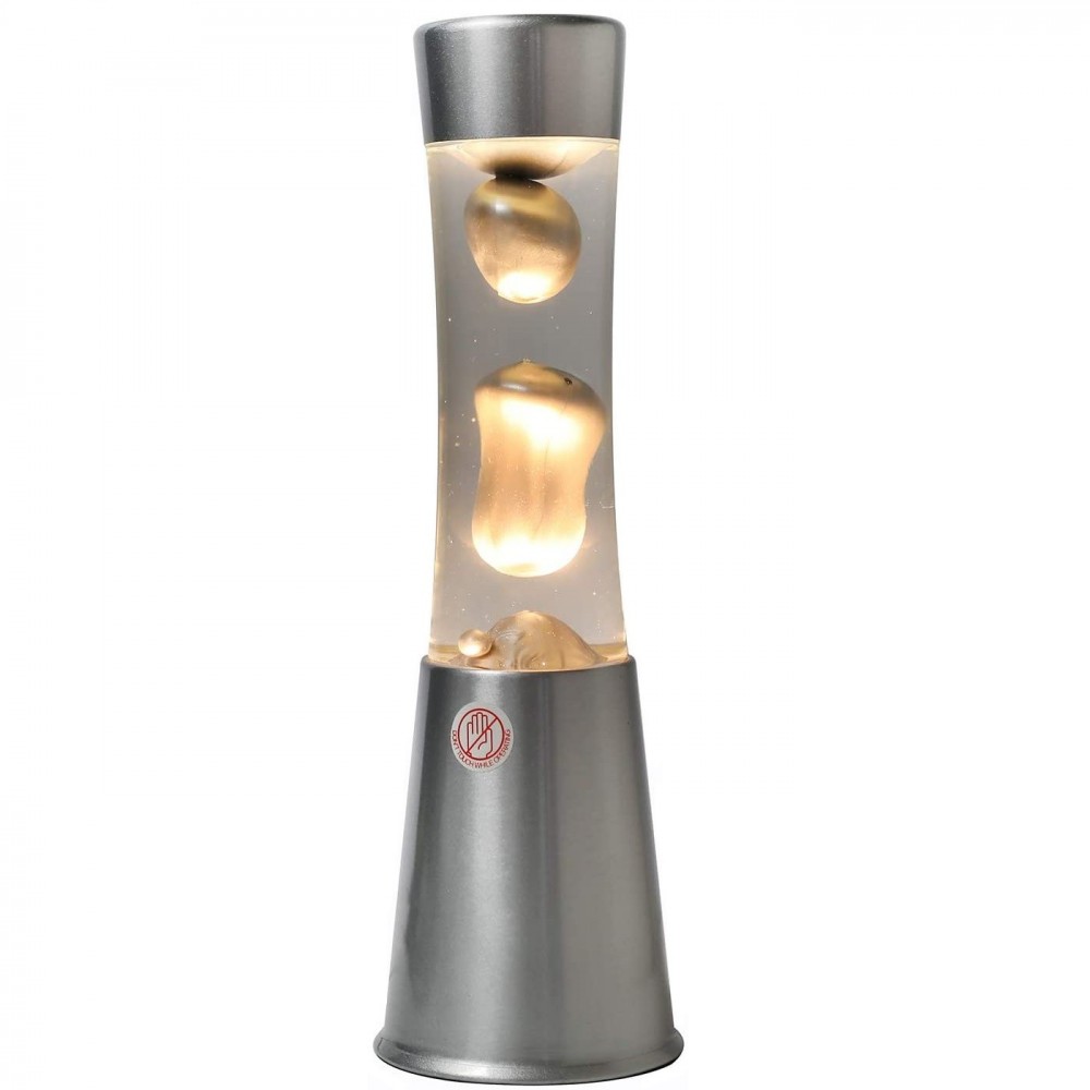 Lámpara de lava 30cm XL1763 Base Plata Brillante y Magma Oro Diseño Moderno