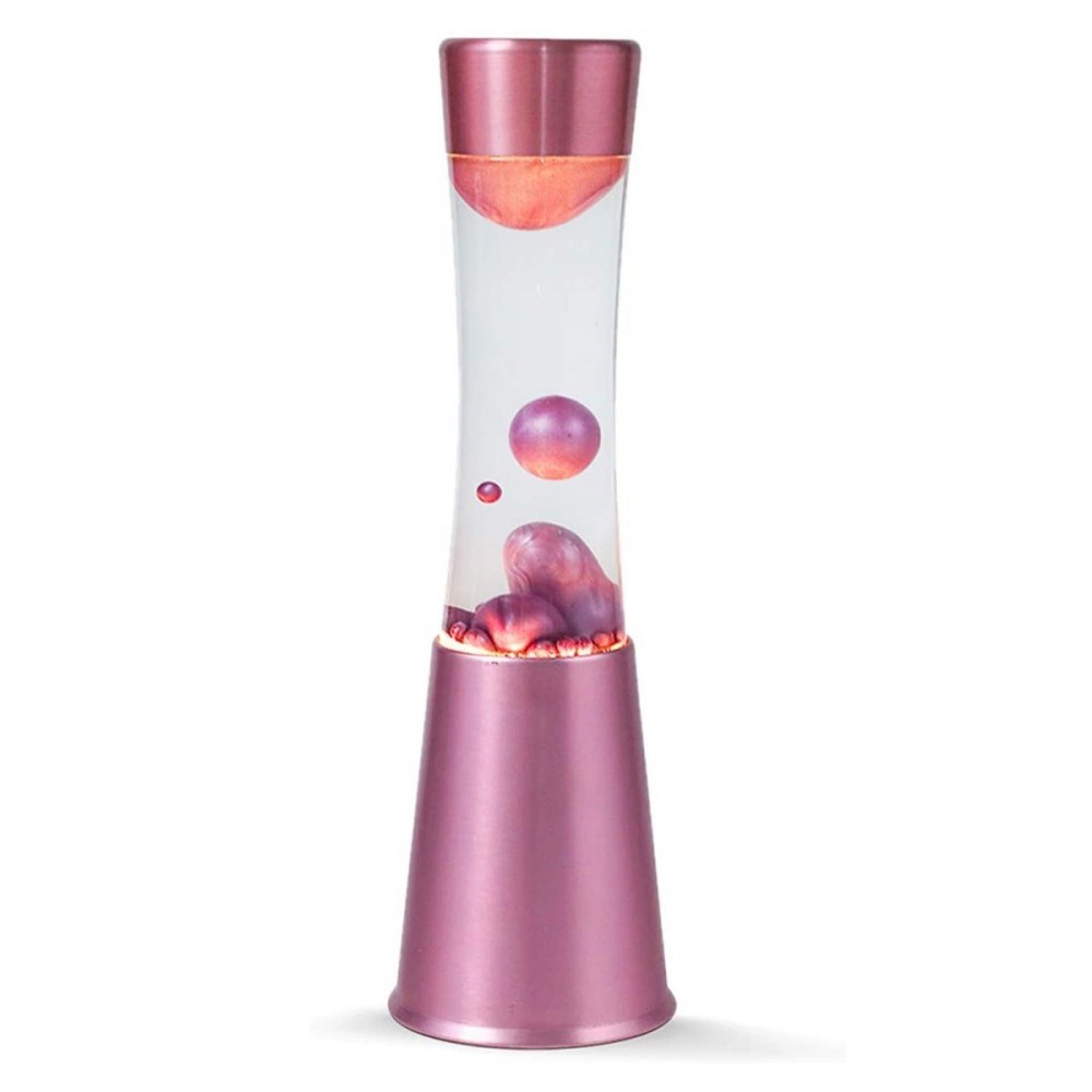 Lámpara de Lava 30cm XL1761 Base Pulida Rosa y Magma Rosa Diseño Moderno