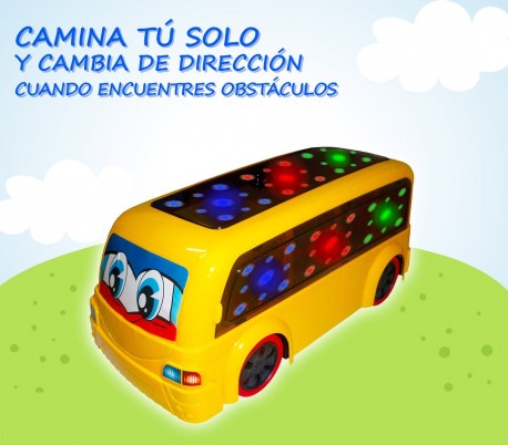 RUDY El bus loco / Emite sonidos y luces si encuentra obstáculos 100005 - Juguete infantil de estimulación