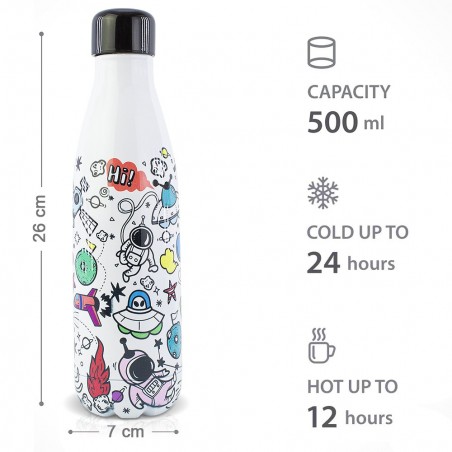 Botella Térmica SPACE 500ml Acero inoxidable doble pared NO BPA ID0018