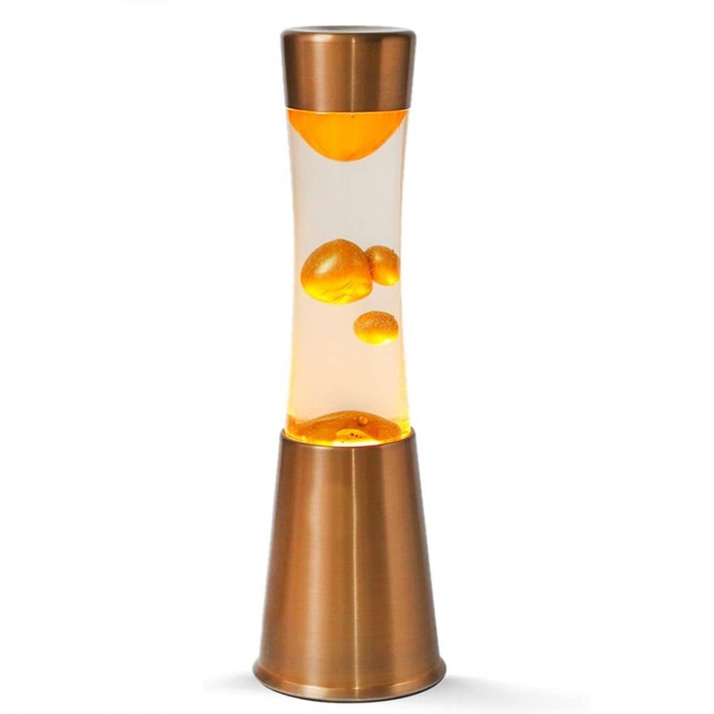 Lámpara Lava 30cm XL1762 con Base Bronce y Magma Oro Diseño Moderno