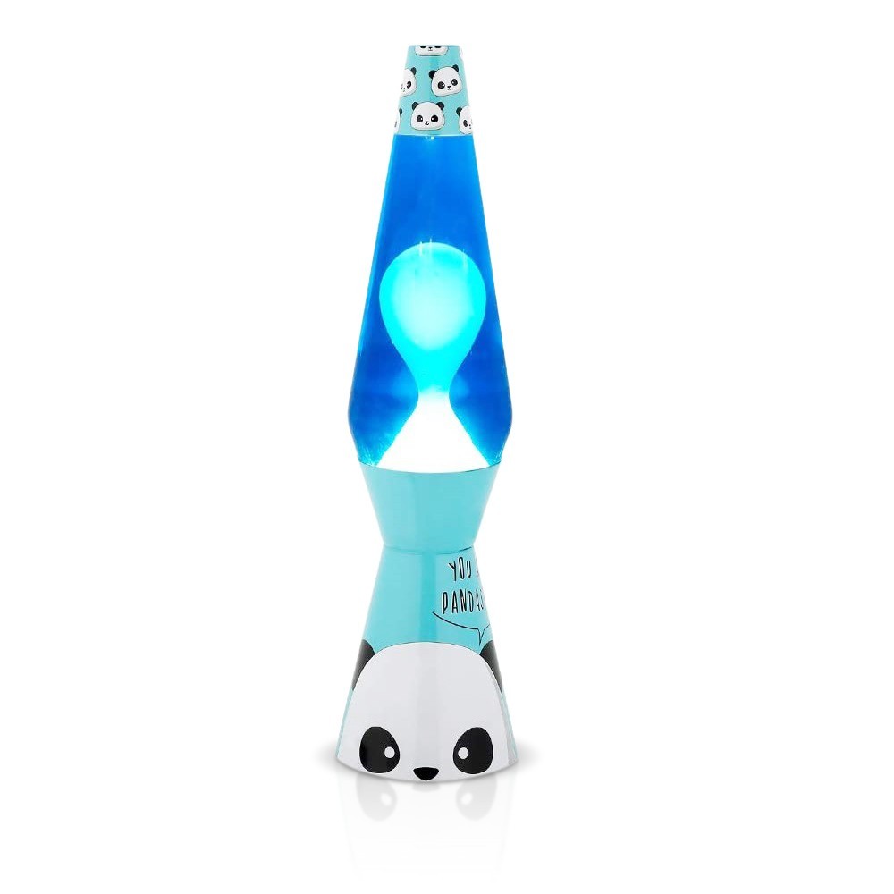 Lámpara de Lava 40cm XL1775 Base Azul con Panda y Magma Azul Diseño Moderno