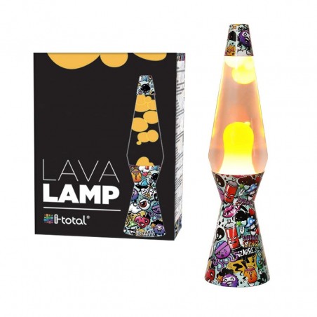 Lámpara de Lava 40cm XL1774 Graffiti y Patrón de Magma Amarillo Diseño Moderno