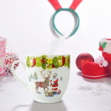 Juego de 6 tazas de café de cerámica 049465 con Papá Noel y renos