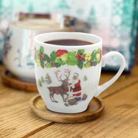 Juego de 6 tazas de café de cerámica 049465 con Papá Noel y renos