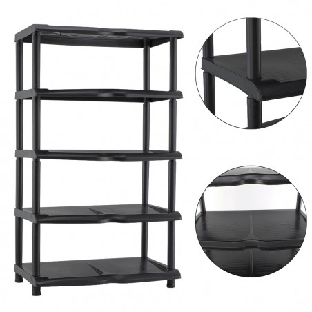 259950 Zapatero KIPIT con 5 estantes de plástico negro 80x30x48H Cm