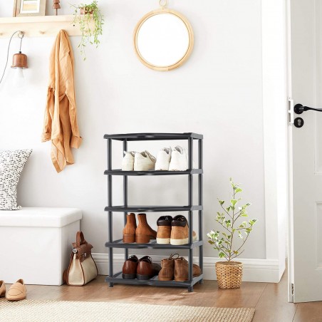 259950 Zapatero KIPIT con 5 estantes de plástico negro 80x30x48H Cm