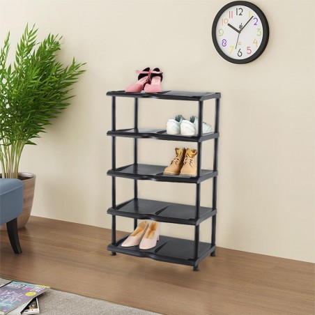 259950 Zapatero KIPIT con 5 estantes de plástico negro 80x30x48H Cm
