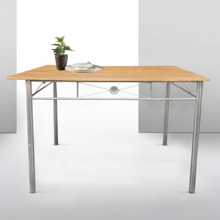 536056 Juego de mesa rectangular y 4 sillas ALDO en madera marrón MDF y metal