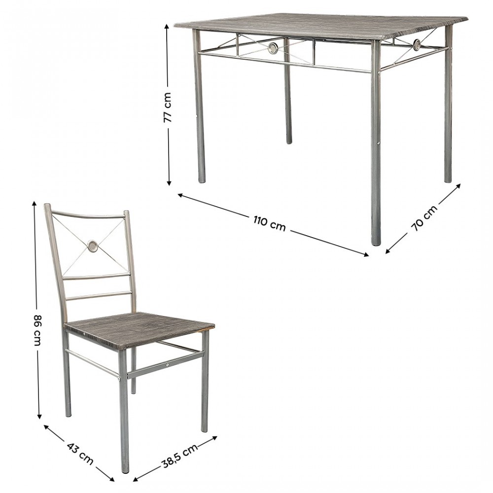 536063 Juego de mesa rectangular y 4 sillas...